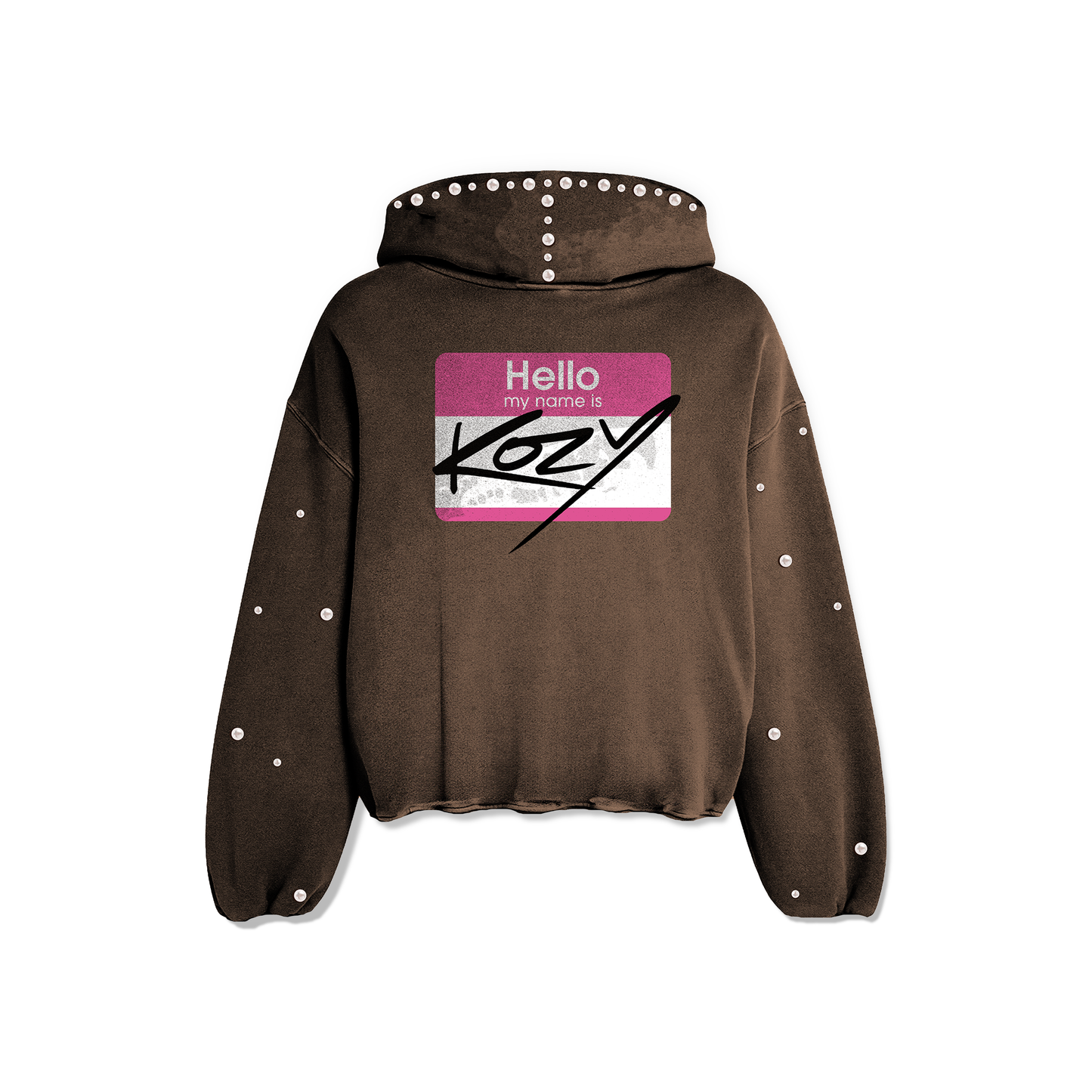 Brown Hello My Name Is Kozy Hoodie