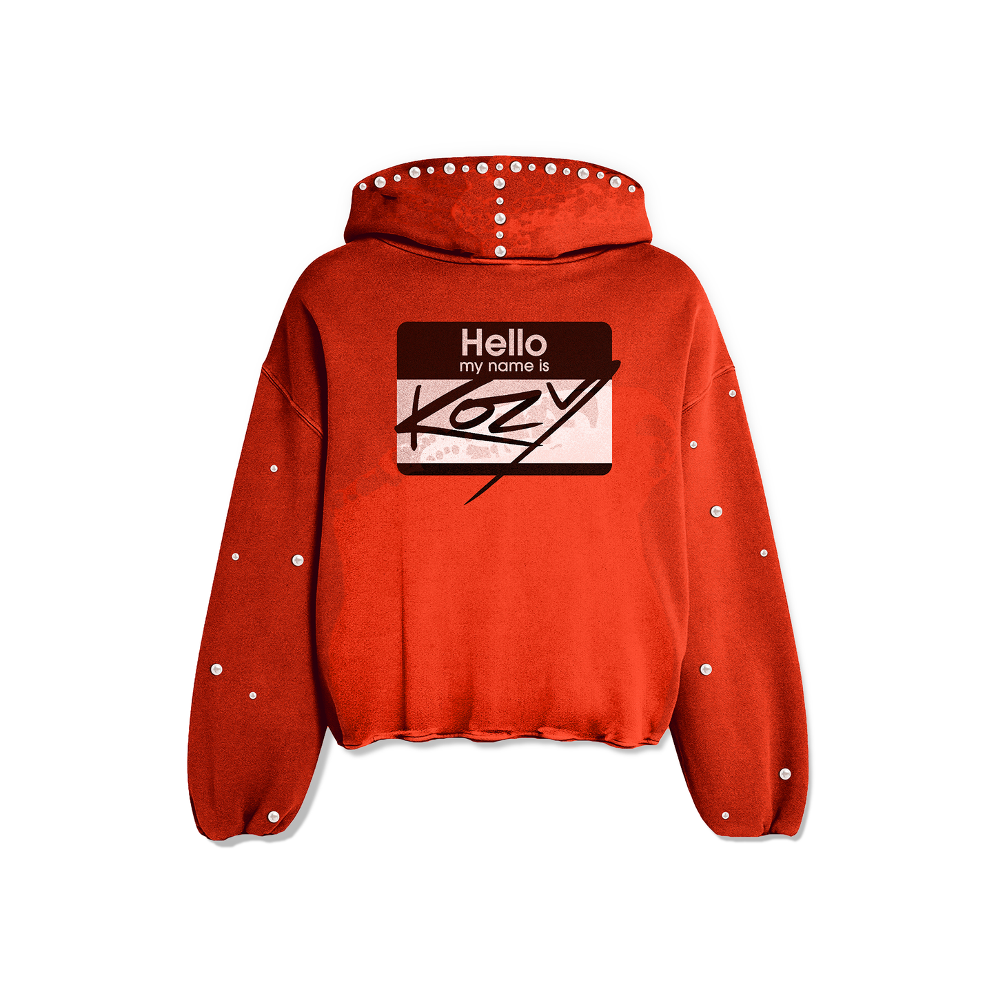Red Hello My Name Is Kozy Hoodie